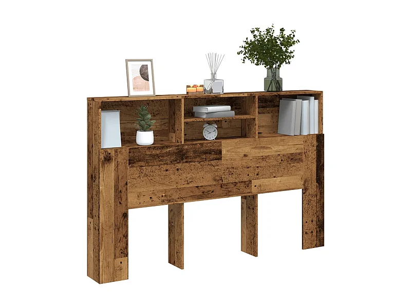 Hoofdbordkast 160x19x103,5 cm bewerkt hout oud houtkleurig