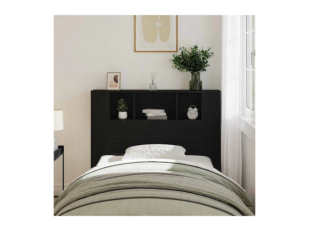 Cabeceira com Armário Carvalho preto 120 x 19 x 104,5 cm