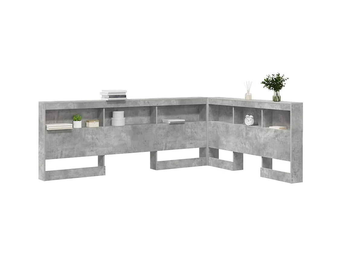 Tête de lit de rangement Gris béton 140 cm Bois d'ingénierie