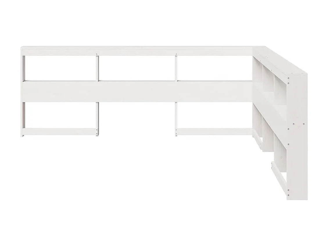 Tête de lit de bibliothèque en forme de L bois massif de pin