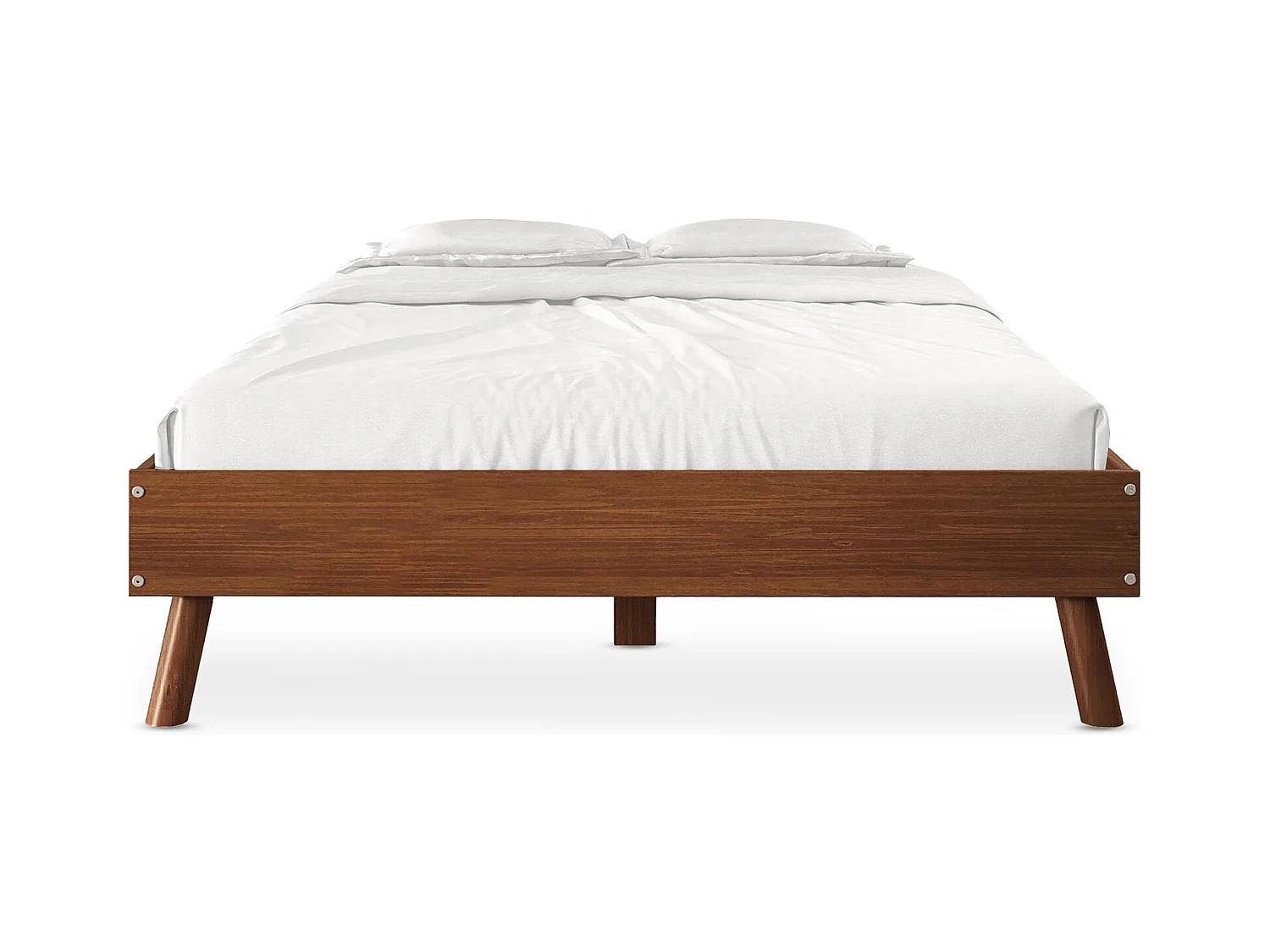 Lit futon KARRI double pour adulte 140 x 190 cm, 2 places, en bois massif, coloris châtaignier