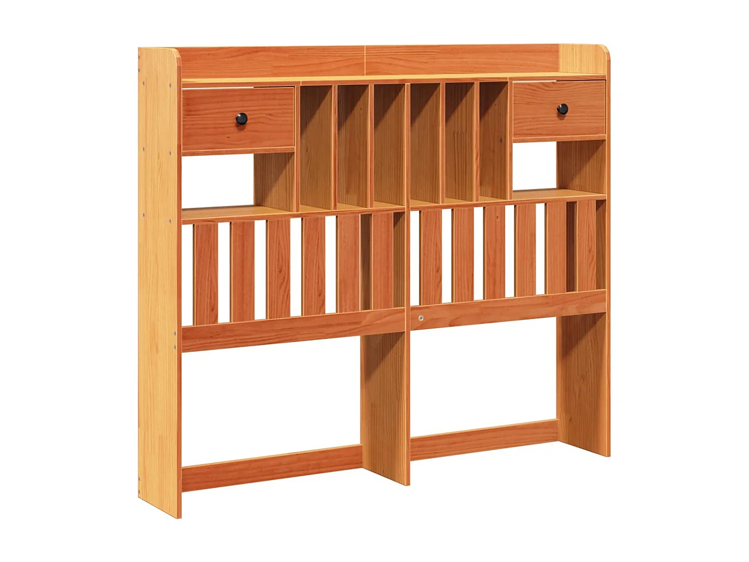 Cabecero de cama almacenaje madera maciza pino marrón 135 cm