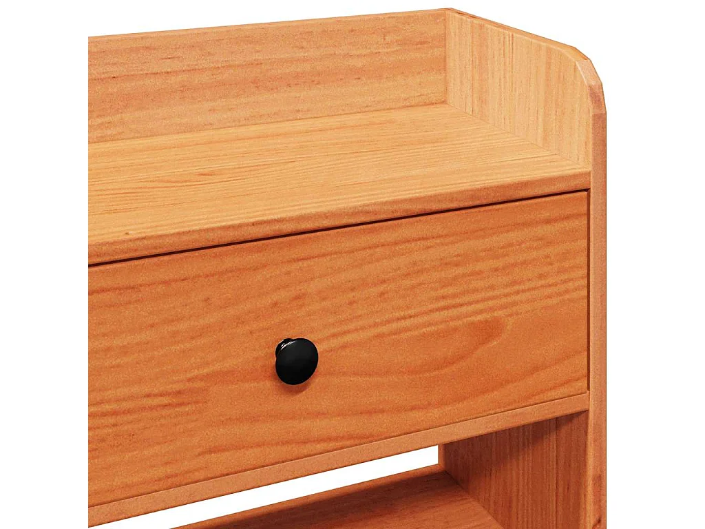 Cabecero de cama almacenaje madera maciza pino marrón 135 cm