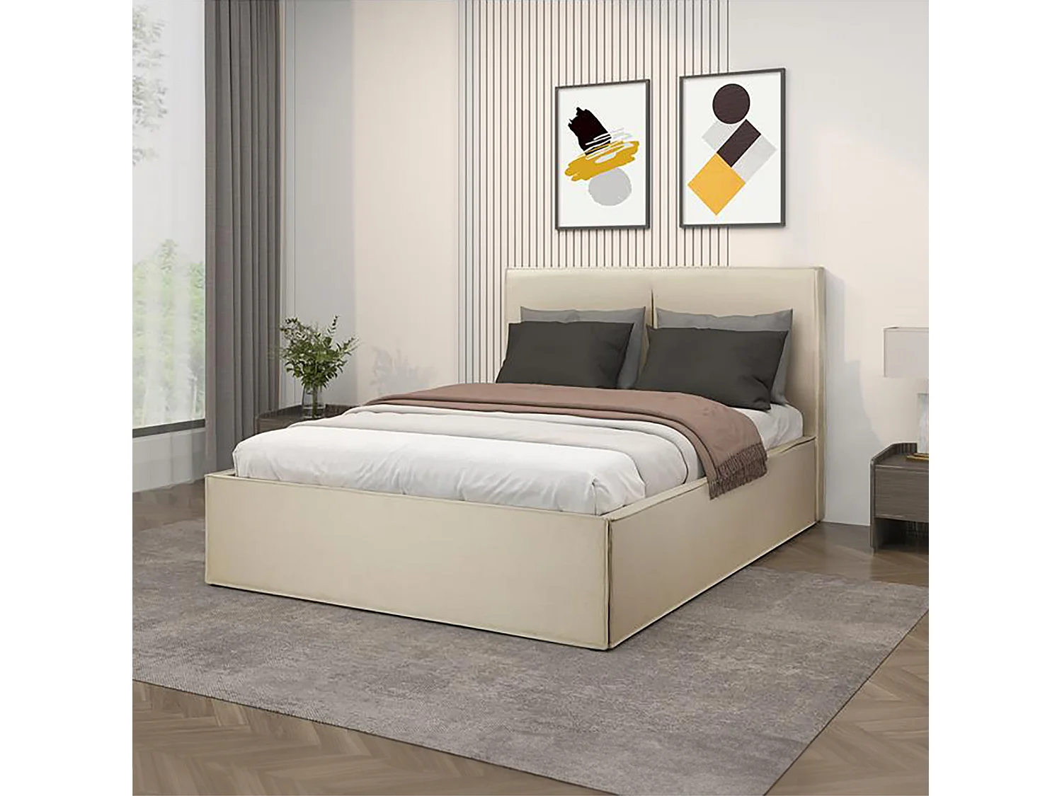 Avignon | Lit 140x200 cm aspect lin beige