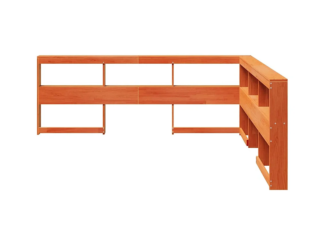 Tête de lit de bibliothèque en forme de L bois massif de pin