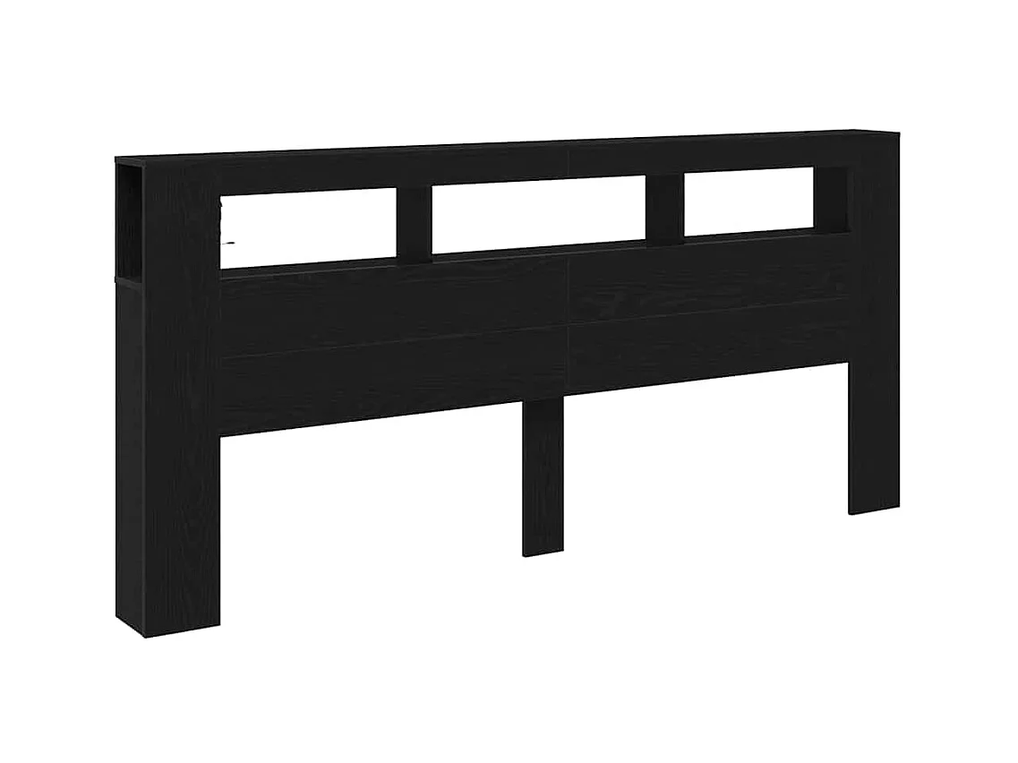 Cabecero LED con estante Roble negro 220 x 18.5 x 103.5 cm