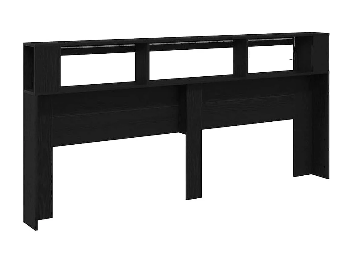 Cabecero LED con estante Roble negro 220 x 18.5 x 103.5 cm