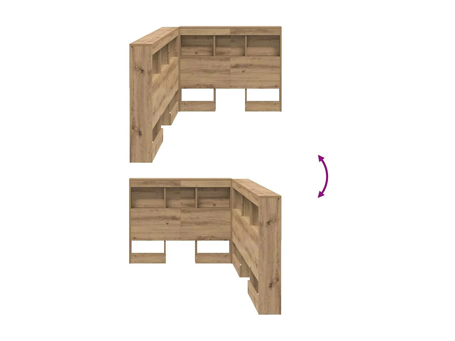 Tête de lit de rangement avec étagère chêne artisanal 100 cm