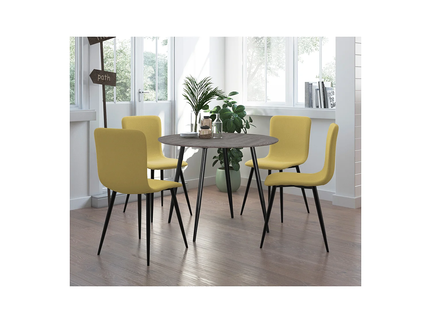 Monza | Tavolo da pranzo Ã ̃100 4 persone in motivo a lisca di pesce in rovere look bianco