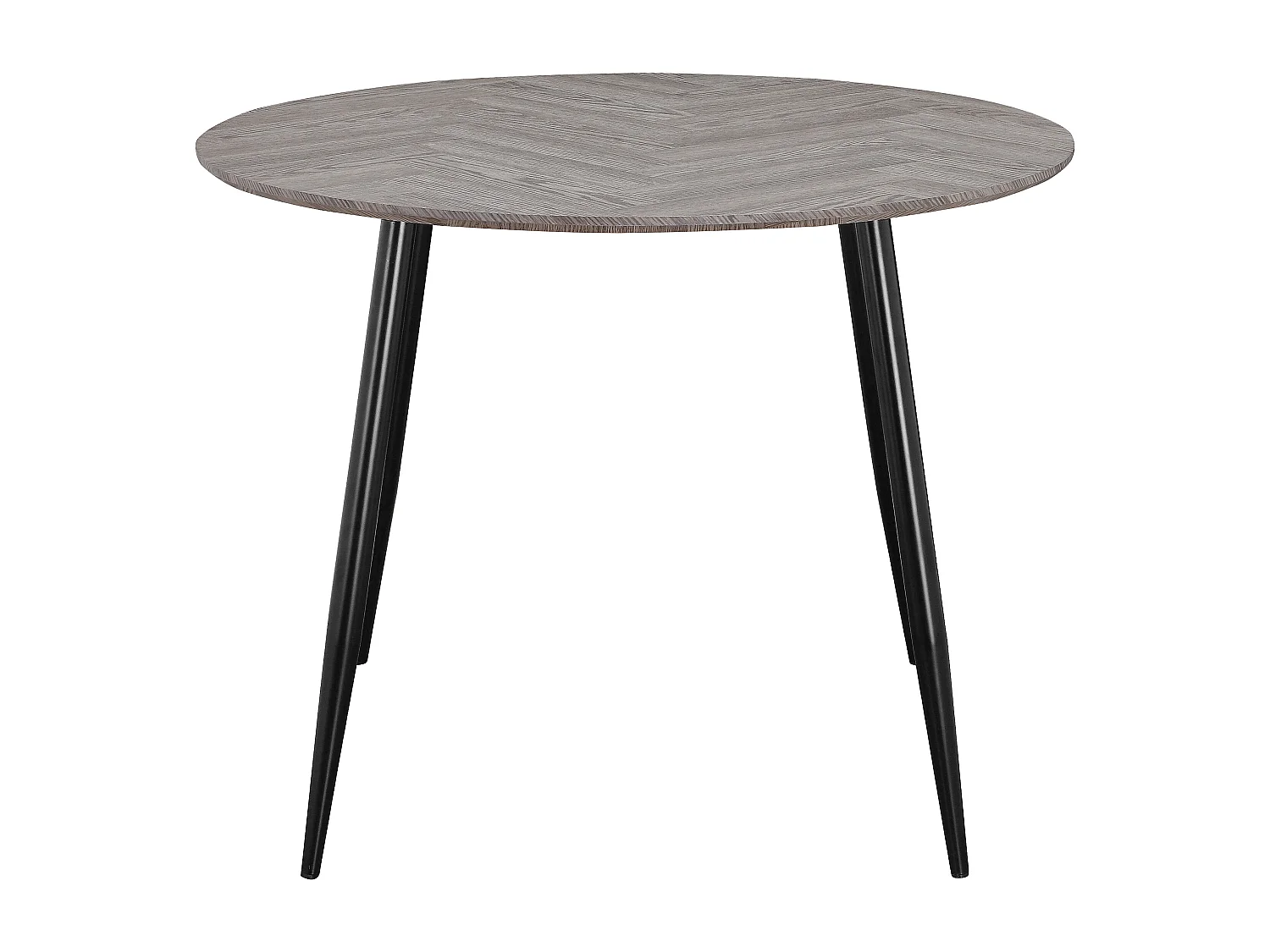 Monza | Table de salle à manger Ø100 4 personnes en motif arête de poisson en chêne aspect blanc