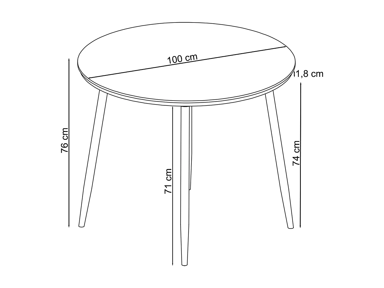 Monza | Table de salle à manger Ø100 4 personnes en motif arête de poisson en chêne aspect blanc
