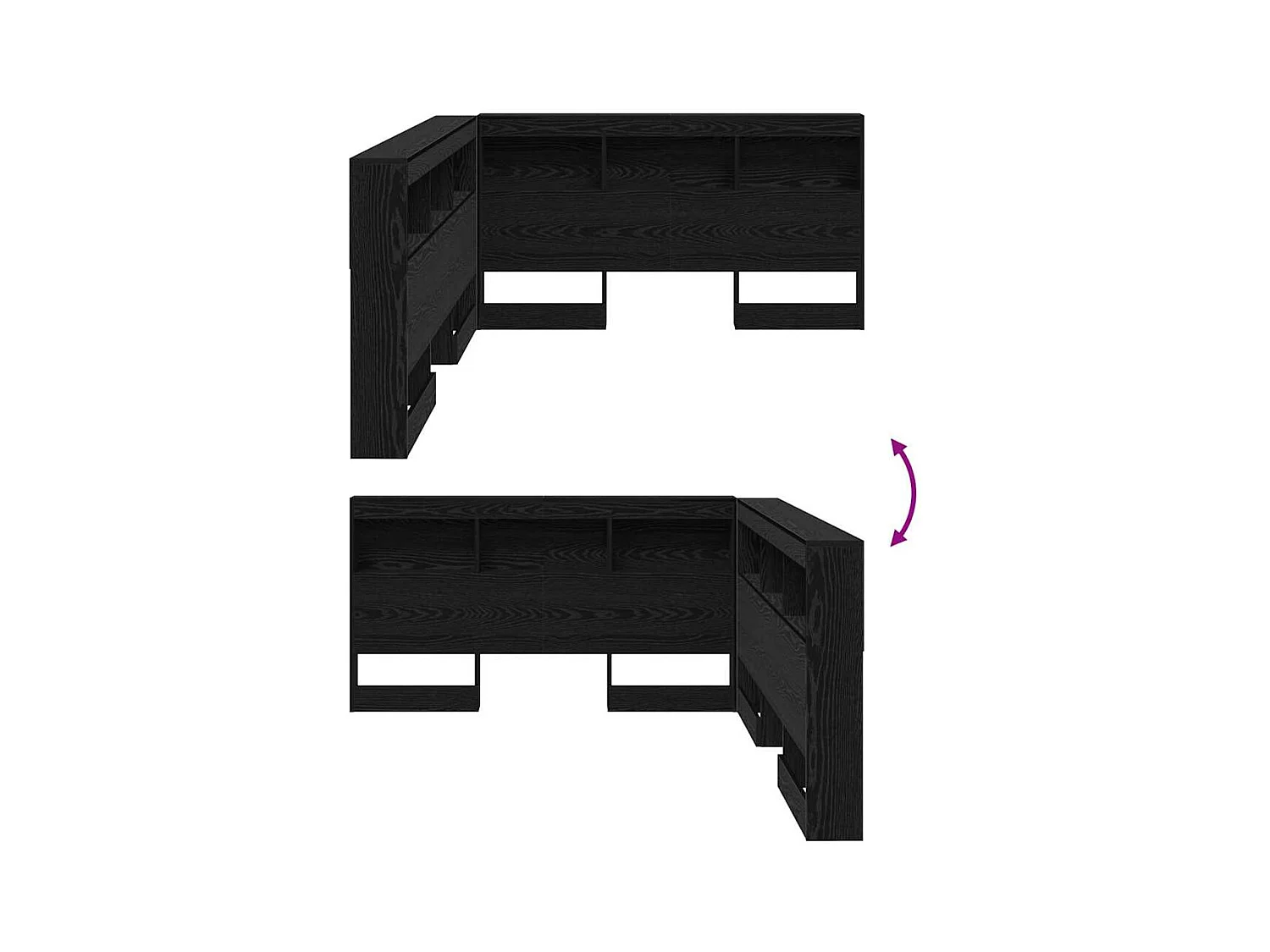 Cabecera de almacenamiento con estante Roble negro 150 cm