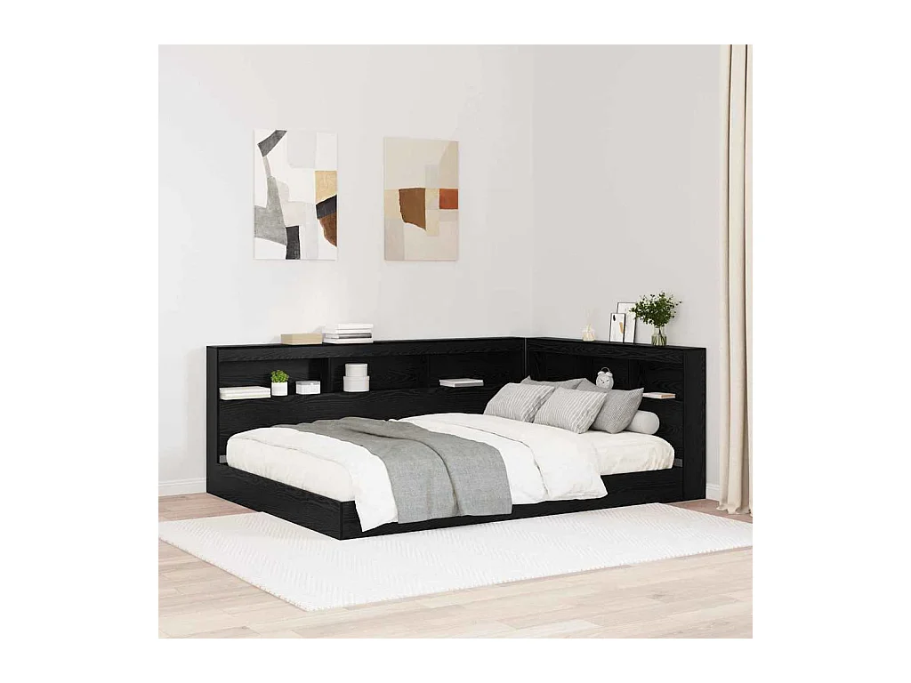 Tête de lit de rangement Chêne noir 150 cm Bois d'ingénierie