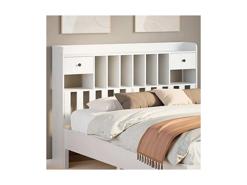 Hoofdbord met opbergruimte 140 cm massief grenenhout wit