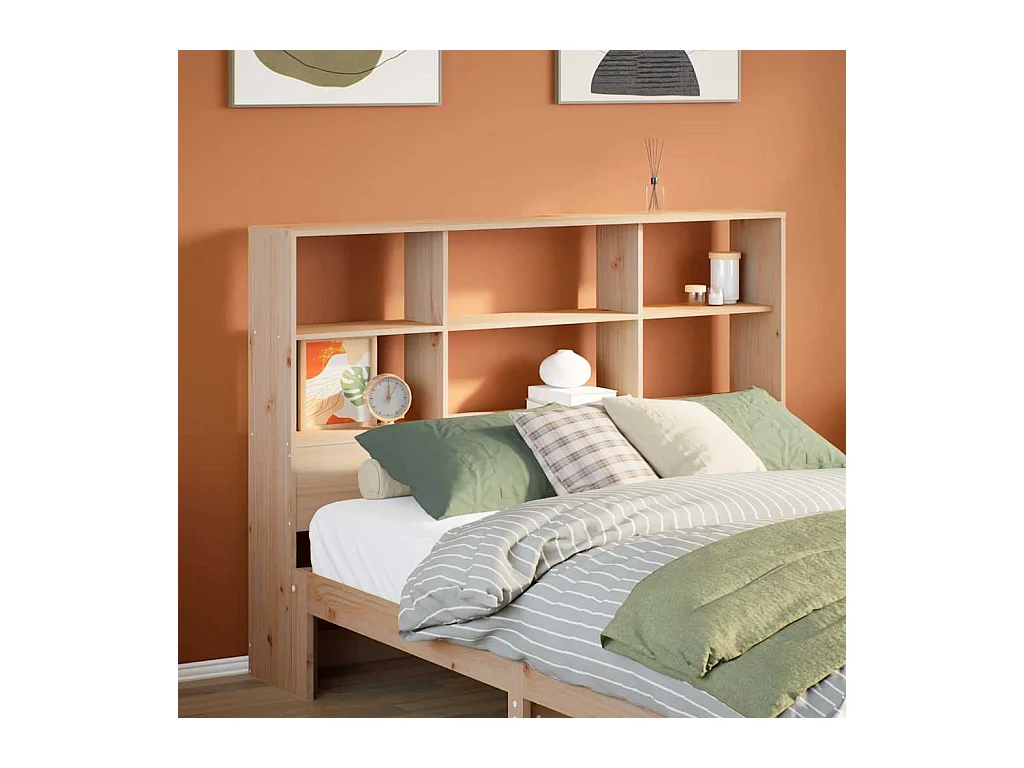 Tête de lit avec rangement 160 cm bois massif de pin