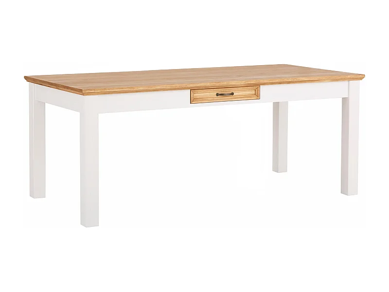 Selma-Eettafel 180 cm met 1 lade in grenen wit