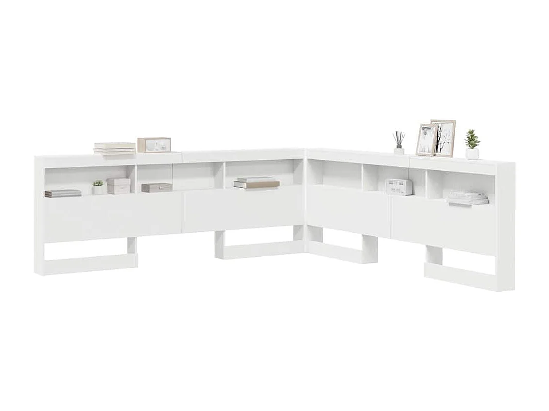 Tête de lit de rangement Blanc 200 cm Bois d'ingénierie