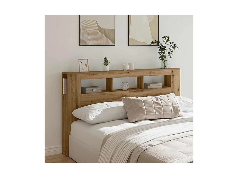 Tête de lit à LED chêne artisanal 180x18,5x103,5 cm