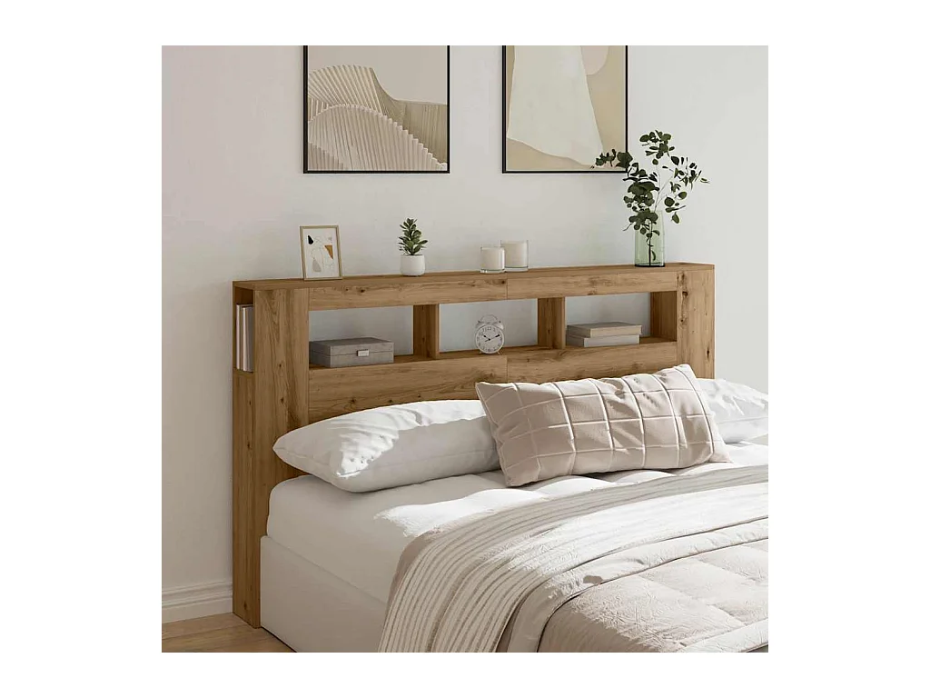 Cabecero LED madera ingeniería roble artisan 180x18,5x103,5 cm