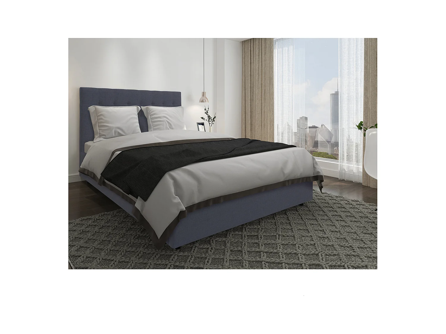 Hamar-Bed 140x200 cm in linnen antraciet