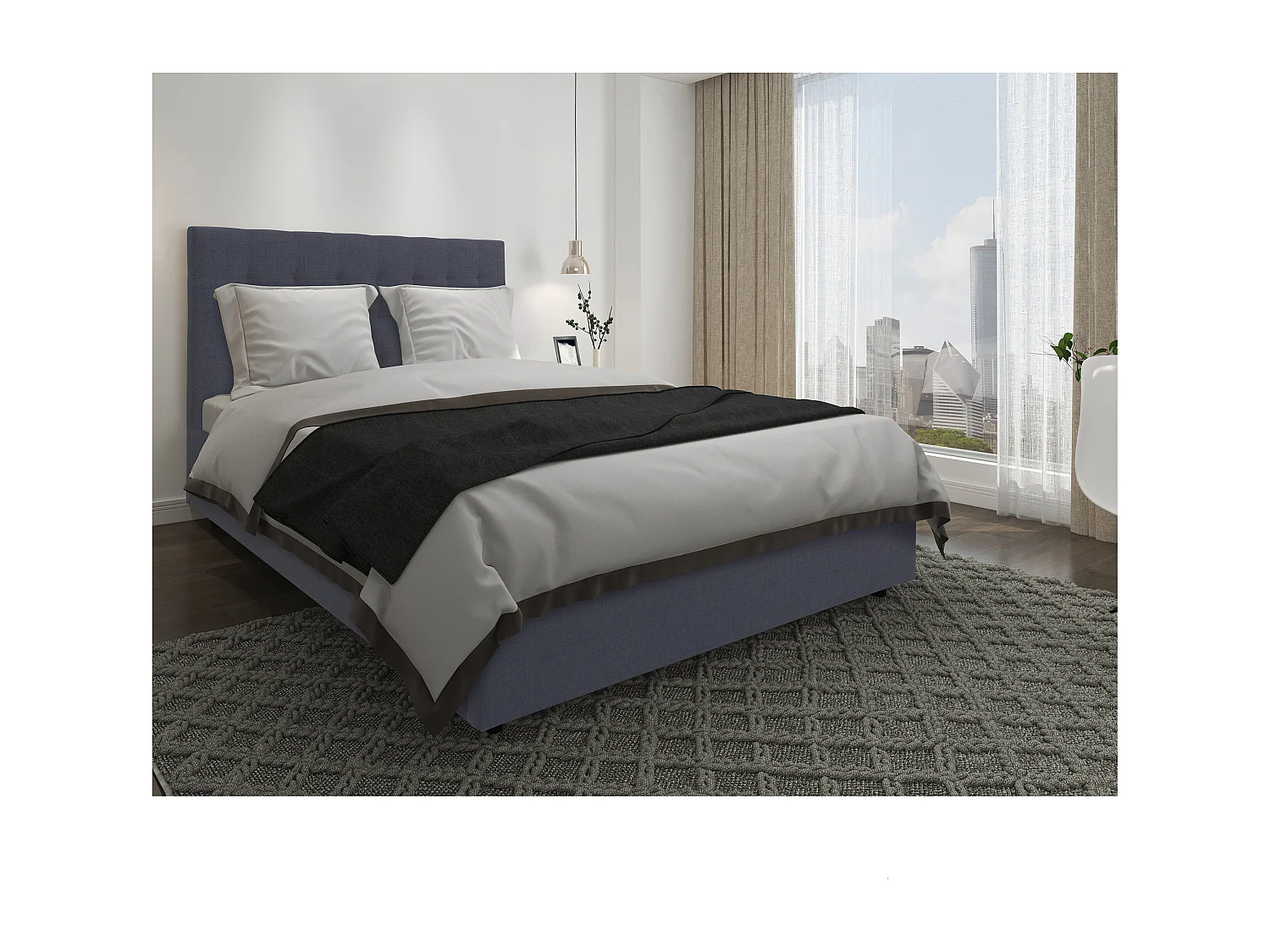 Hamar | Letto 140x200 cm in lino antracite