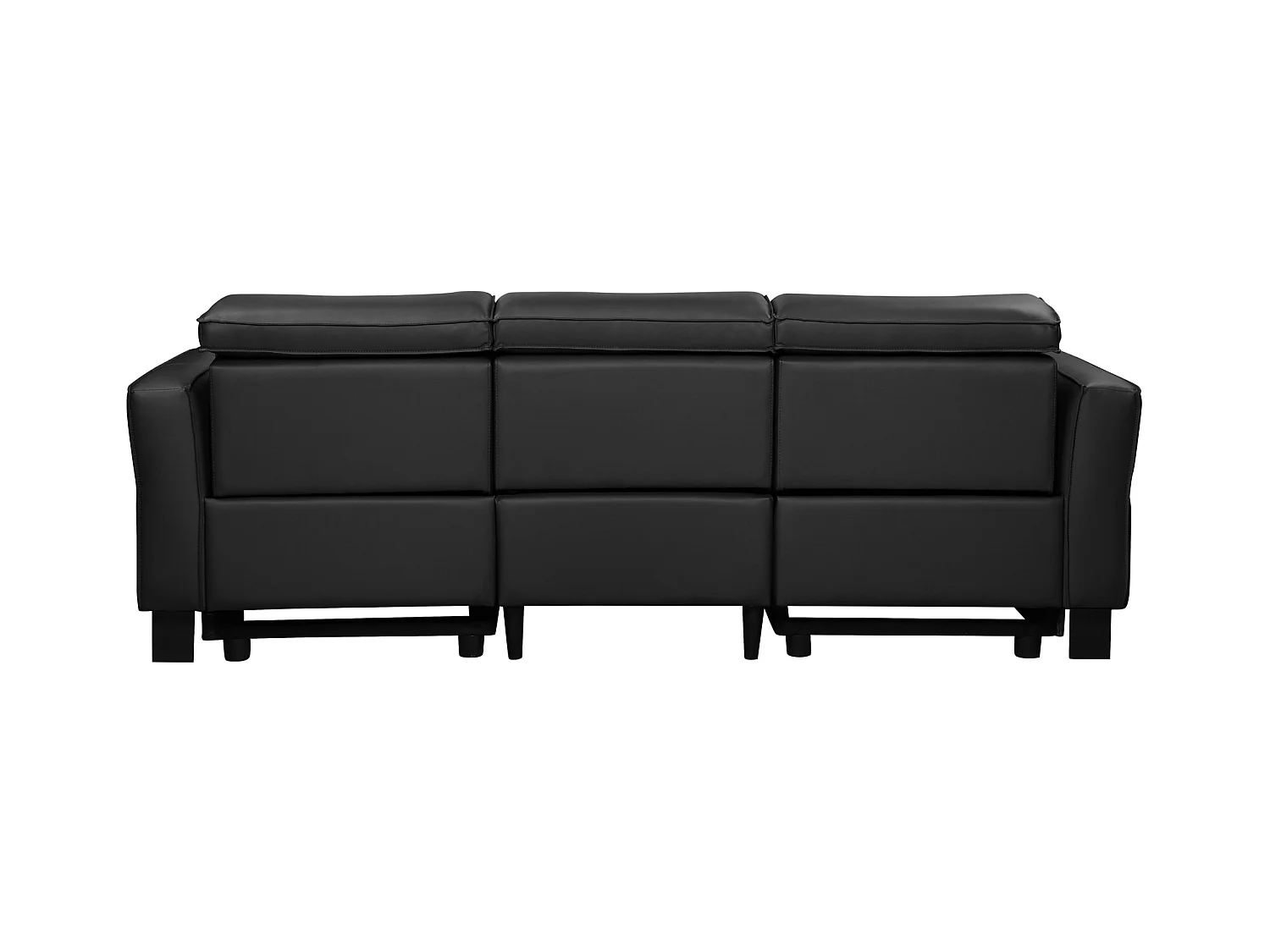 Carpari | Divano a 3 posti con 2 poltrone reclinabili manuali in similpelle nera