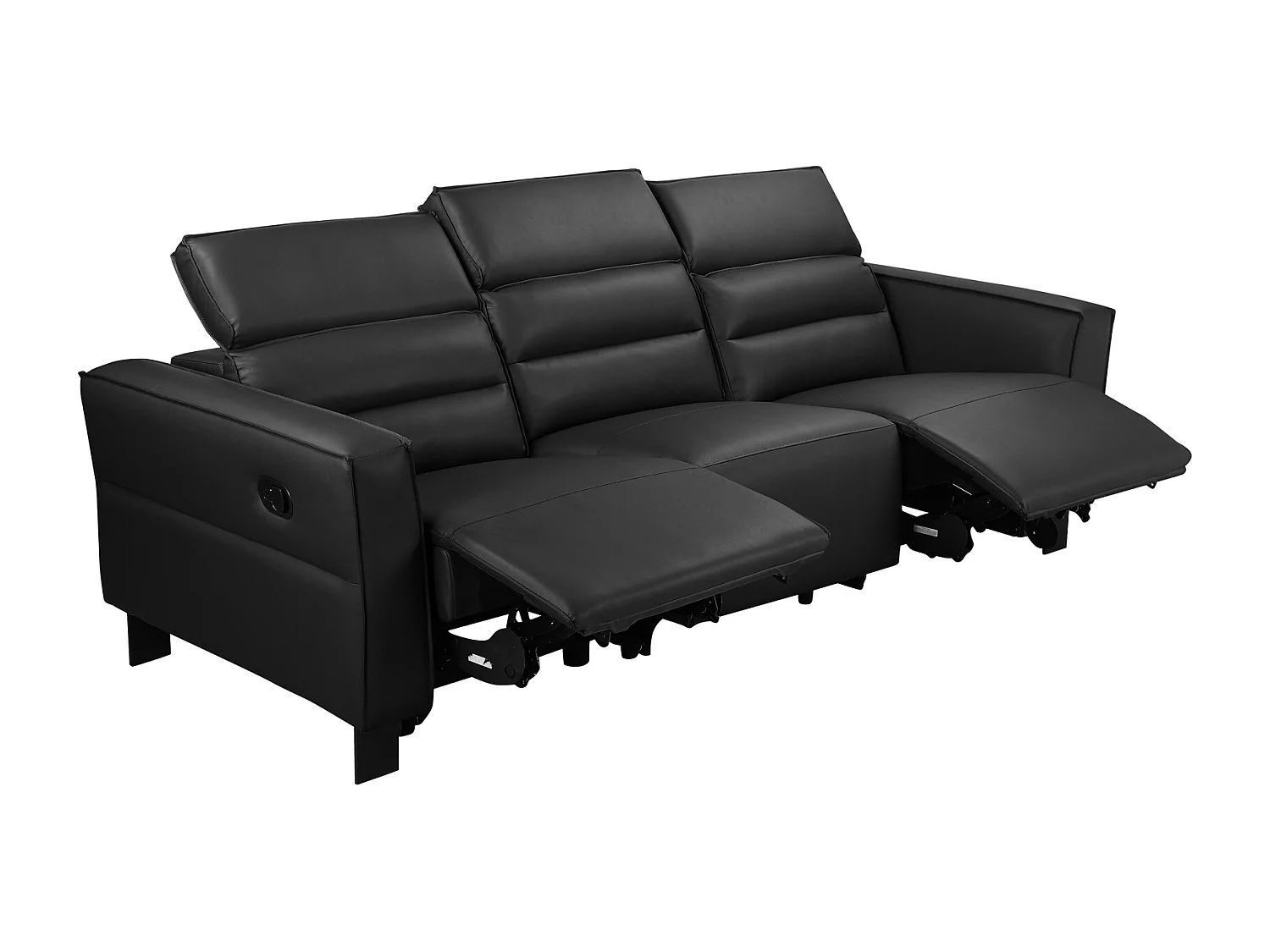 Lund | Canapé 3 places avec 2 fauteuils inclinables manuels en velours côtelé gris