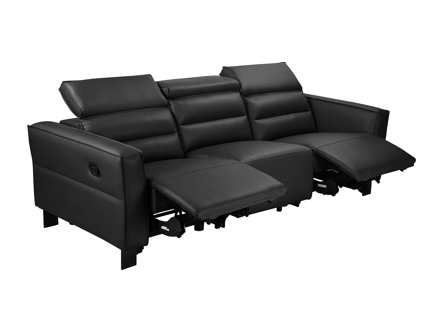 Lund | Canapé 3 places avec 2 fauteuils inclinables manuels en velours côtelé gris