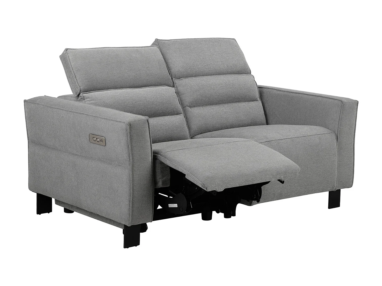 Carpari | 2-Seater Sofa with 1 electric recliner in fabric light grey
