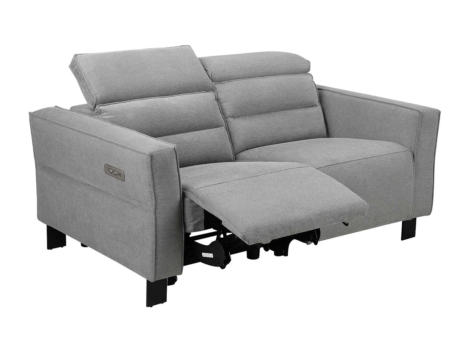 Carpari | 2-Seater Sofa with 1 electric recliner in fabric light grey