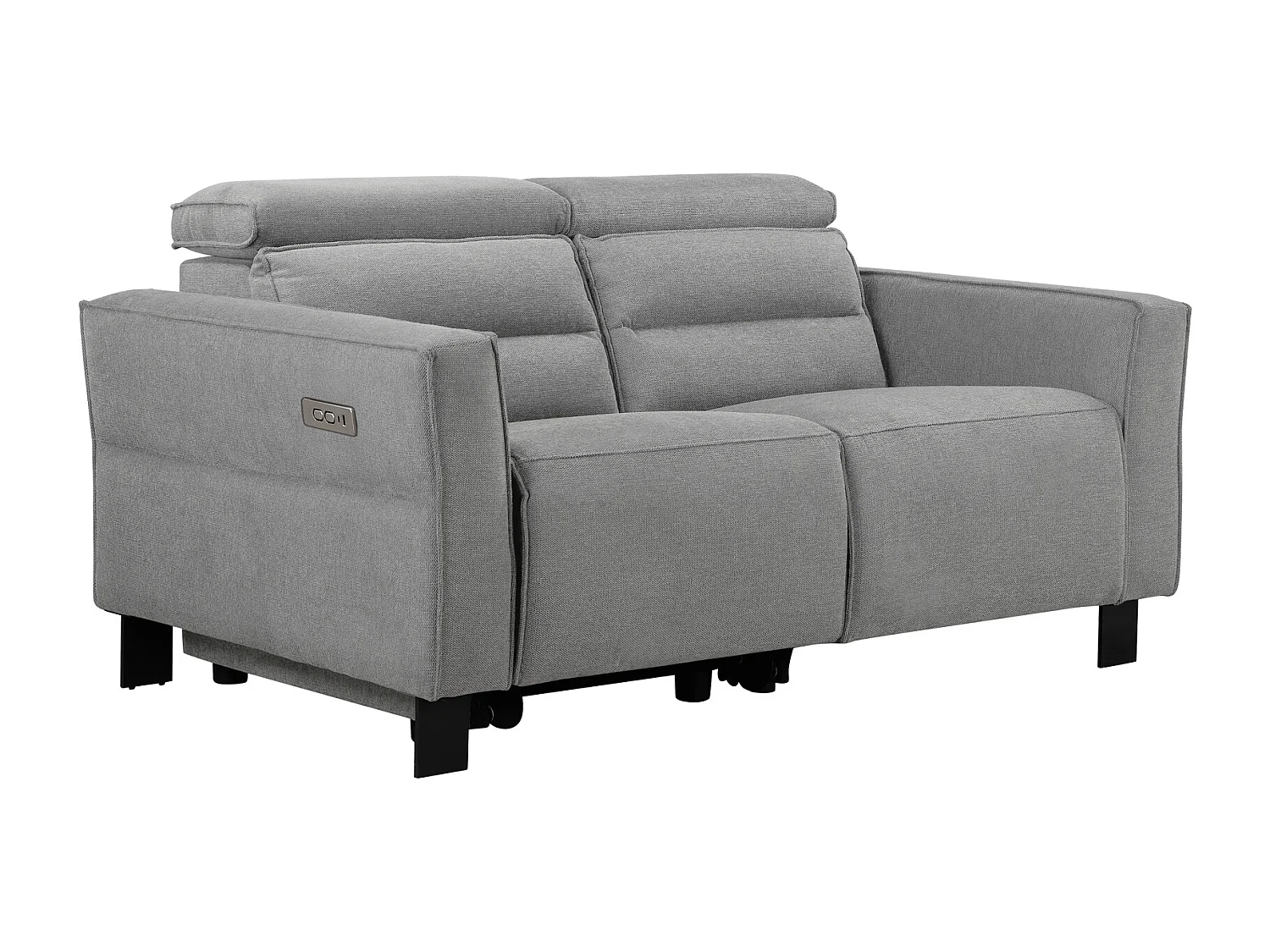 Carpari | 2-Seater Sofa with 1 electric recliner in fabric light grey