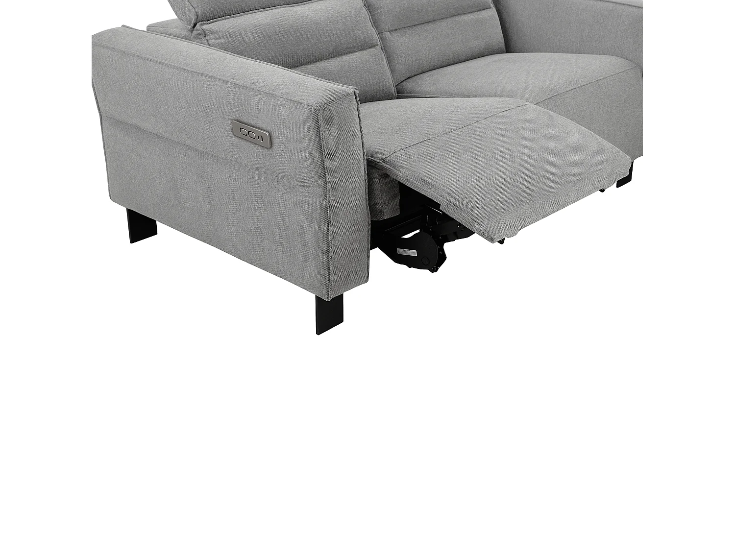 Carpari | 2-Seater Sofa with 1 electric recliner in fabric light grey