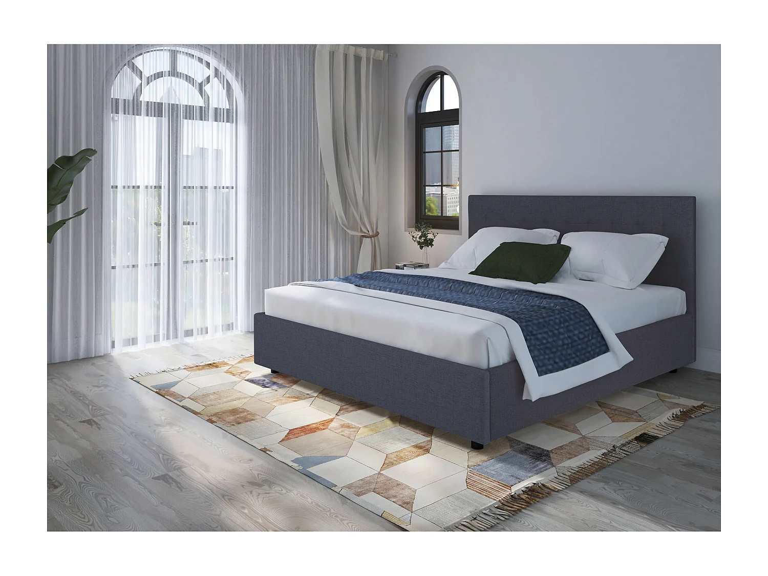 Hamar | Letto 180x200 cm in lino antracite