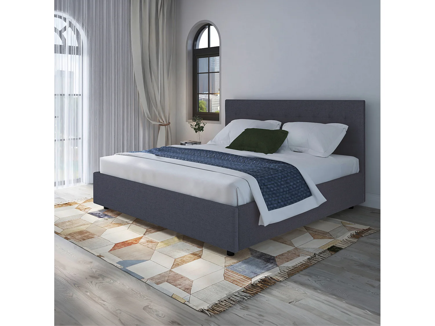 Hamar | Lit 180x200 cm en lin anthracite