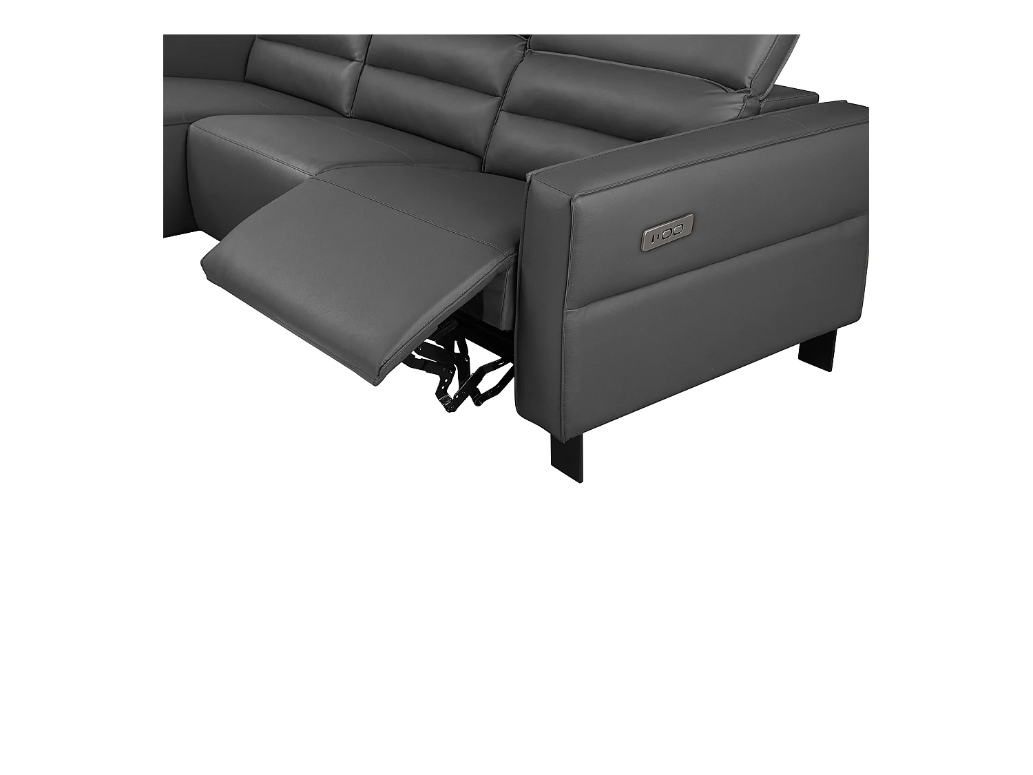 Hoekbank 3-zits met elektrische functie in grijs leerPU