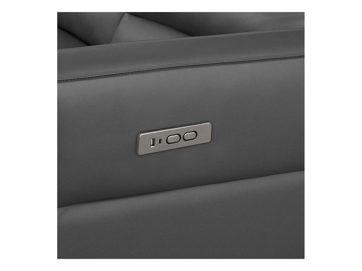 Hoekbank 3-zits met elektrische functie in grijs leerPU