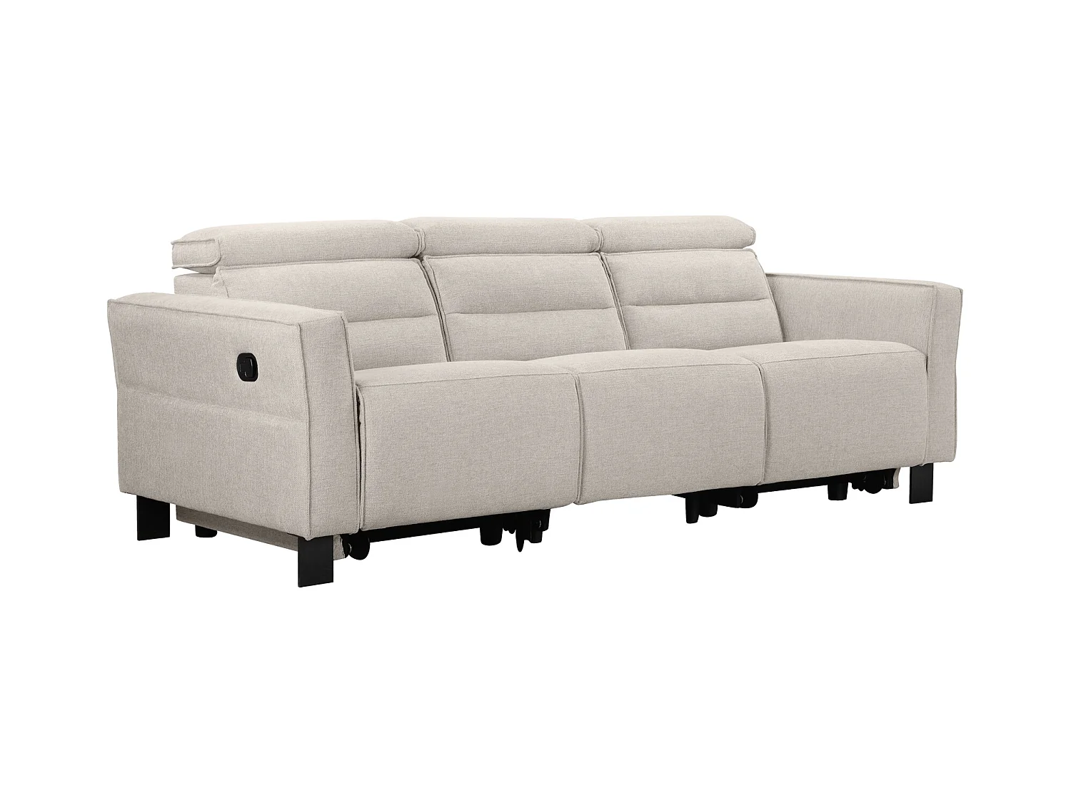 3-zits bank met 2 handmatige relaxstoelen in crèmekleurige stof