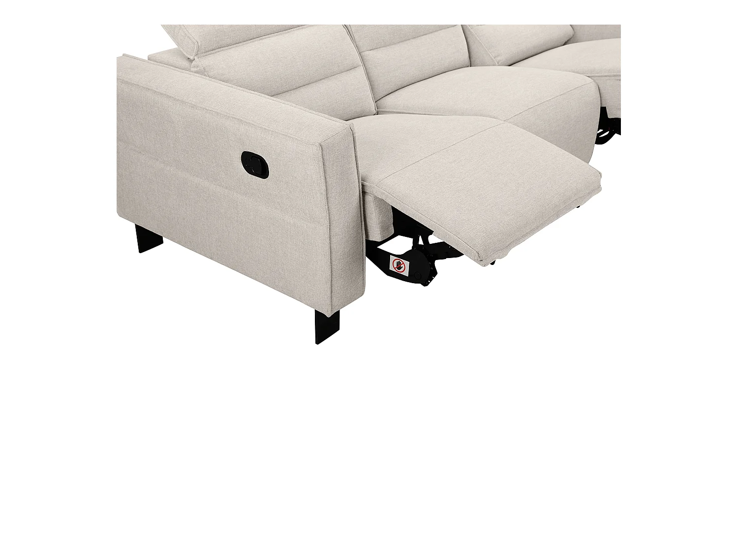 Carpari | Sofá de 3 plazas con 2 sillones reclinables manuales en tela crema