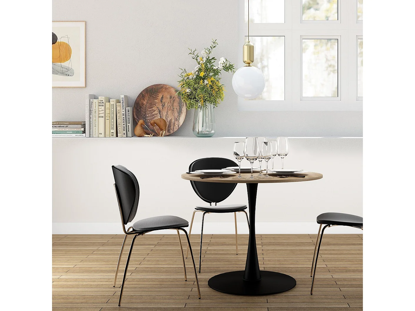 Yazoo | Table à manger 100 cm Chêne Noir