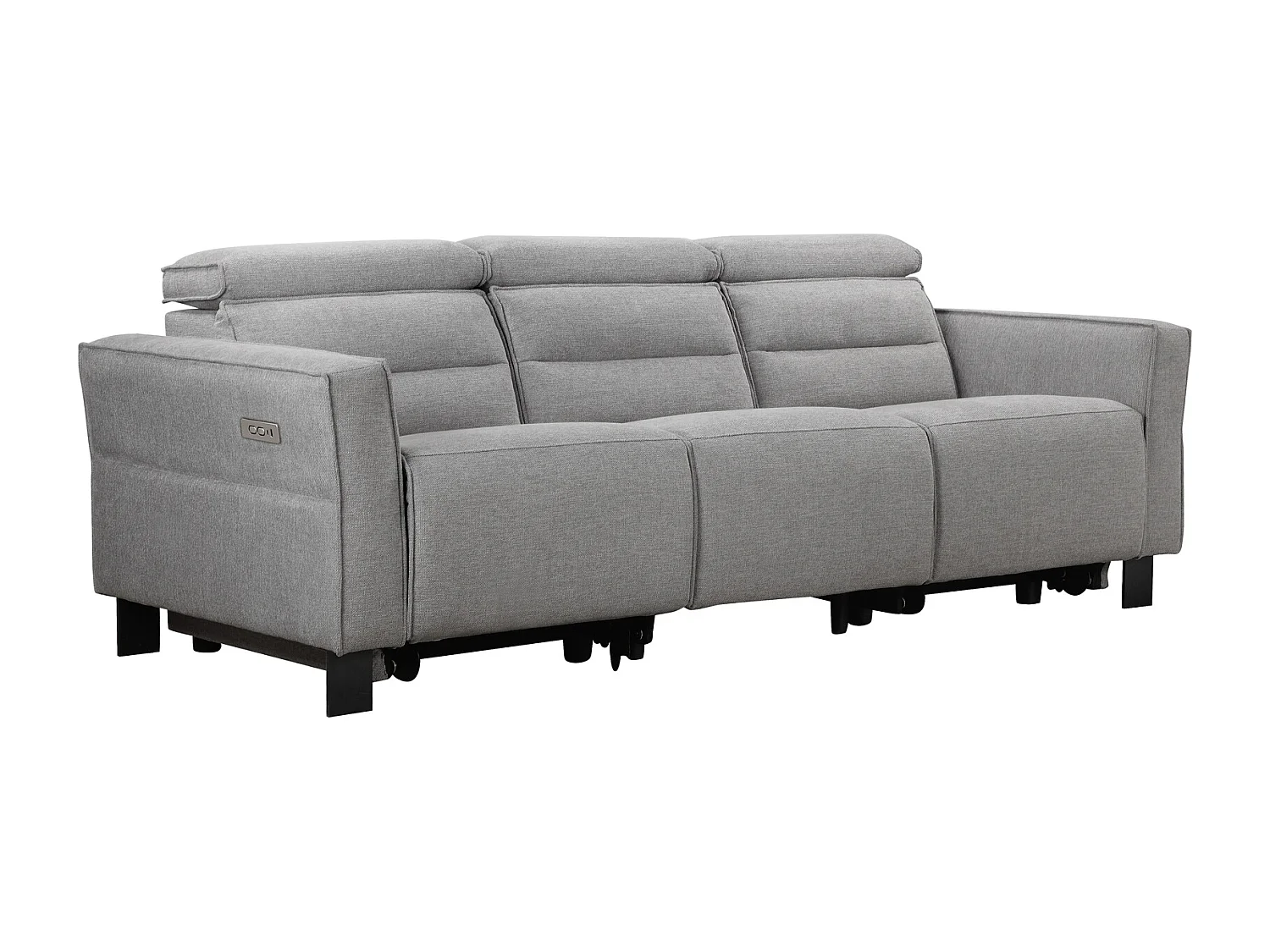 Lund | Canapé 3 places avec 2 fauteuils inclinables électriques en tissu anthracite