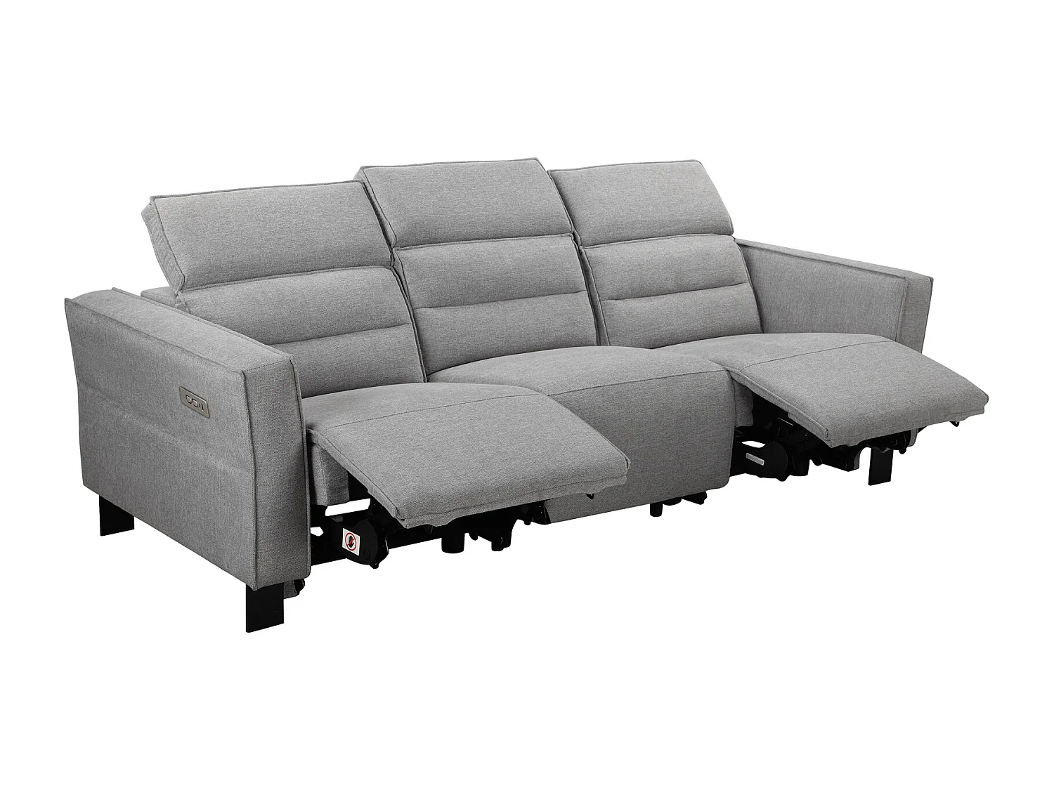 Lund | Canapé 3 places avec 2 fauteuils inclinables électriques en tissu anthracite
