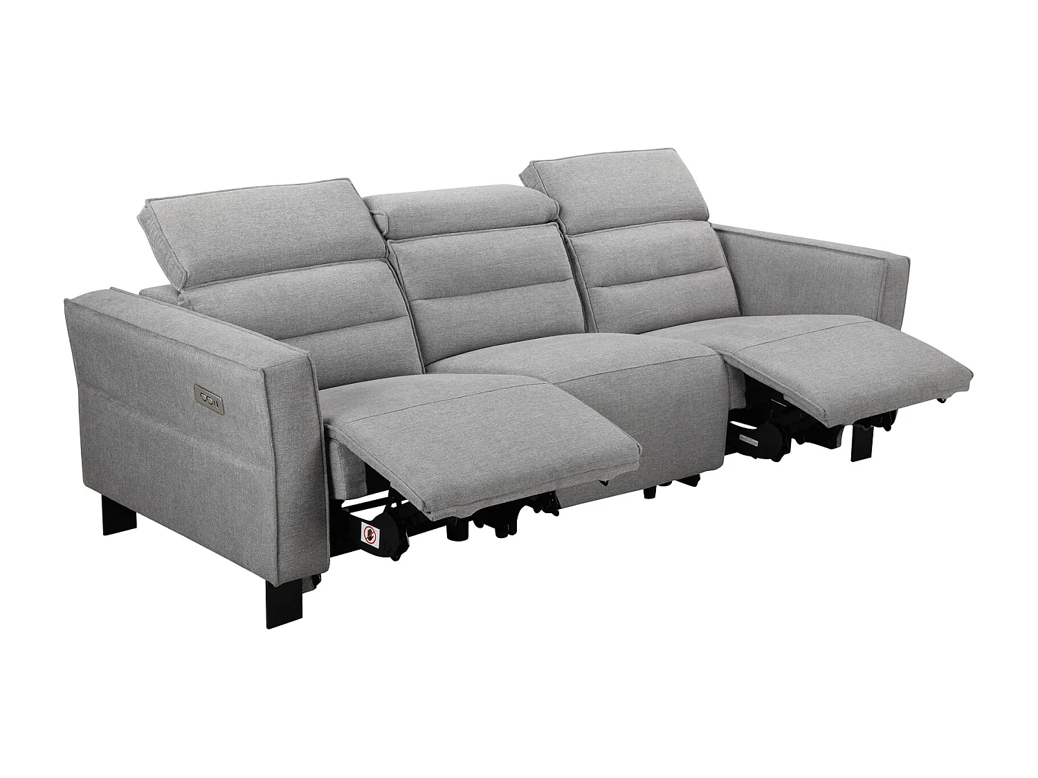 Lund | Canapé 3 places avec 2 fauteuils inclinables électriques en tissu anthracite