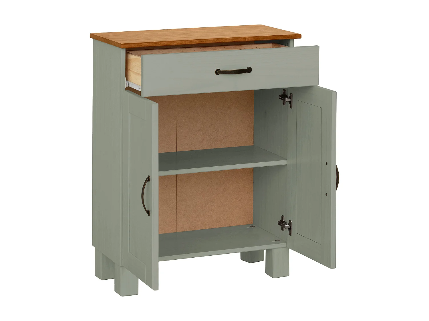 Alby | Mueble de baño con 2 puertas y 1 cajón en madera aspecto verde