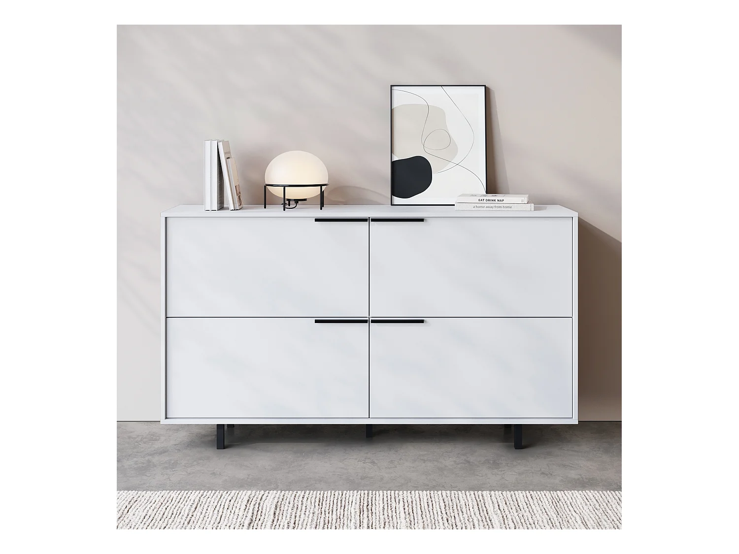 Alberto | Dressoir met 4 flappen in wit