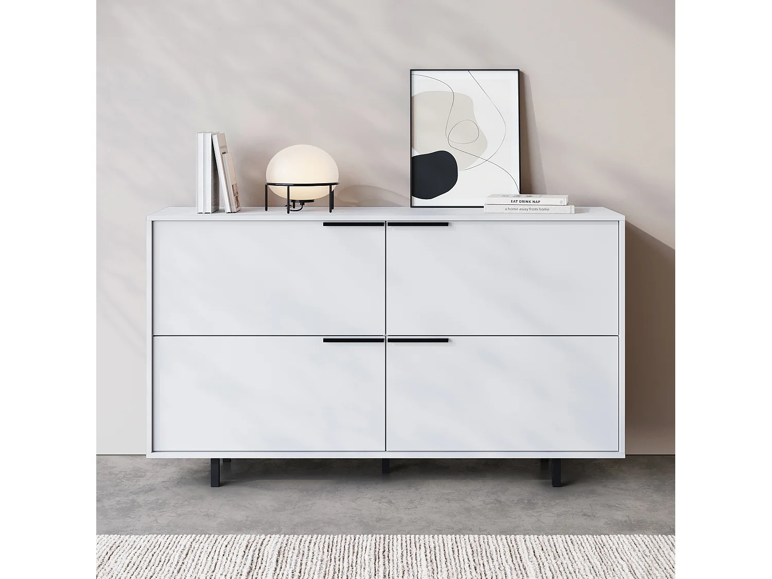 Alberto | Buffet avec 4 rabats en blanc