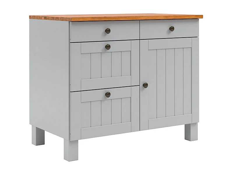 Alby II | Armoire de rangement avec 1 porte et 4 tiroirs en gris sapin