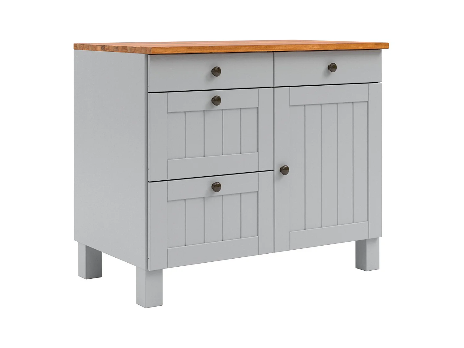 Alby II | Armoire de rangement avec 1 porte et 4 tiroirs en gris sapin