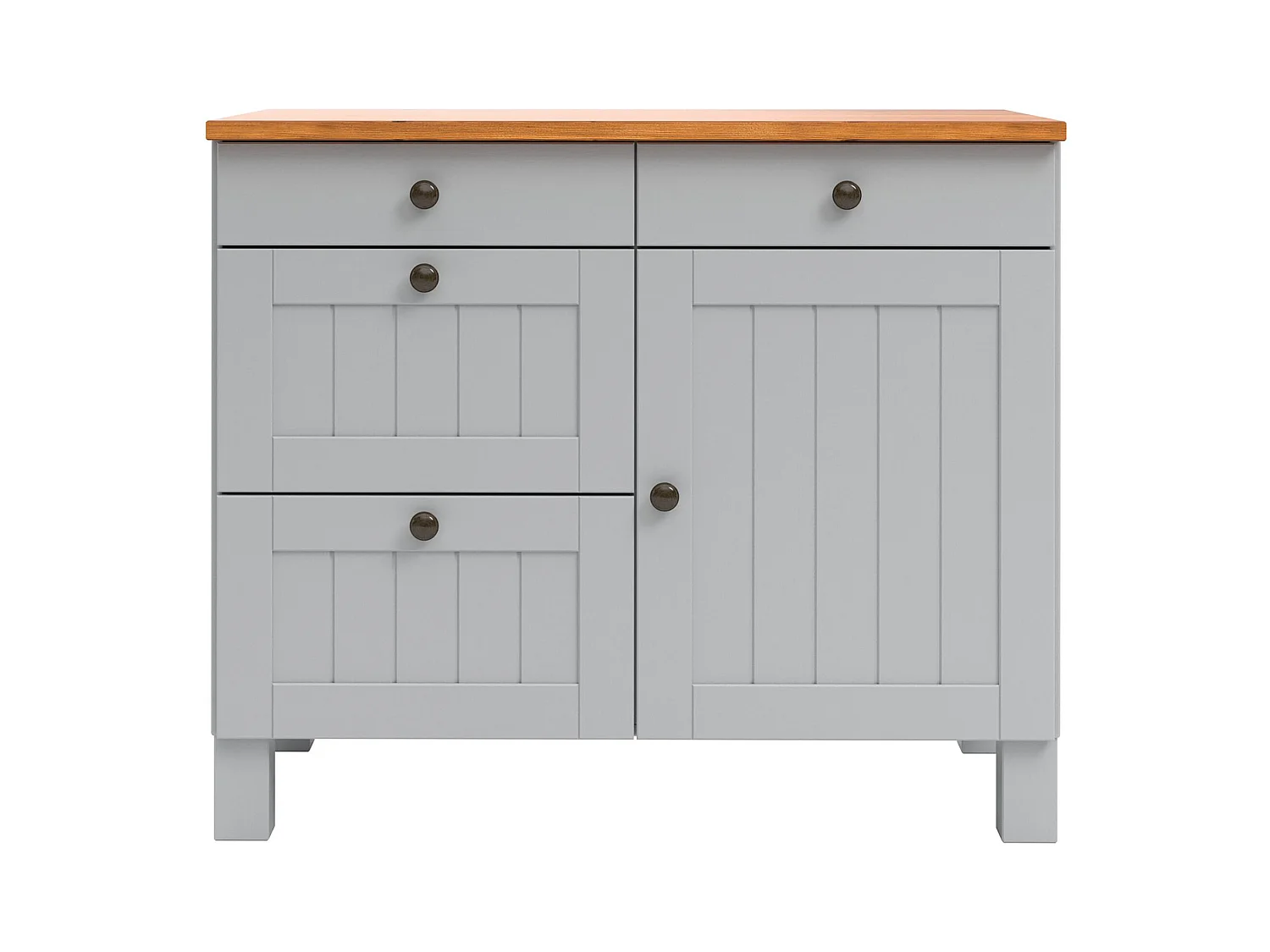 Alby II | Armoire de rangement avec 1 porte et 4 tiroirs en gris sapin