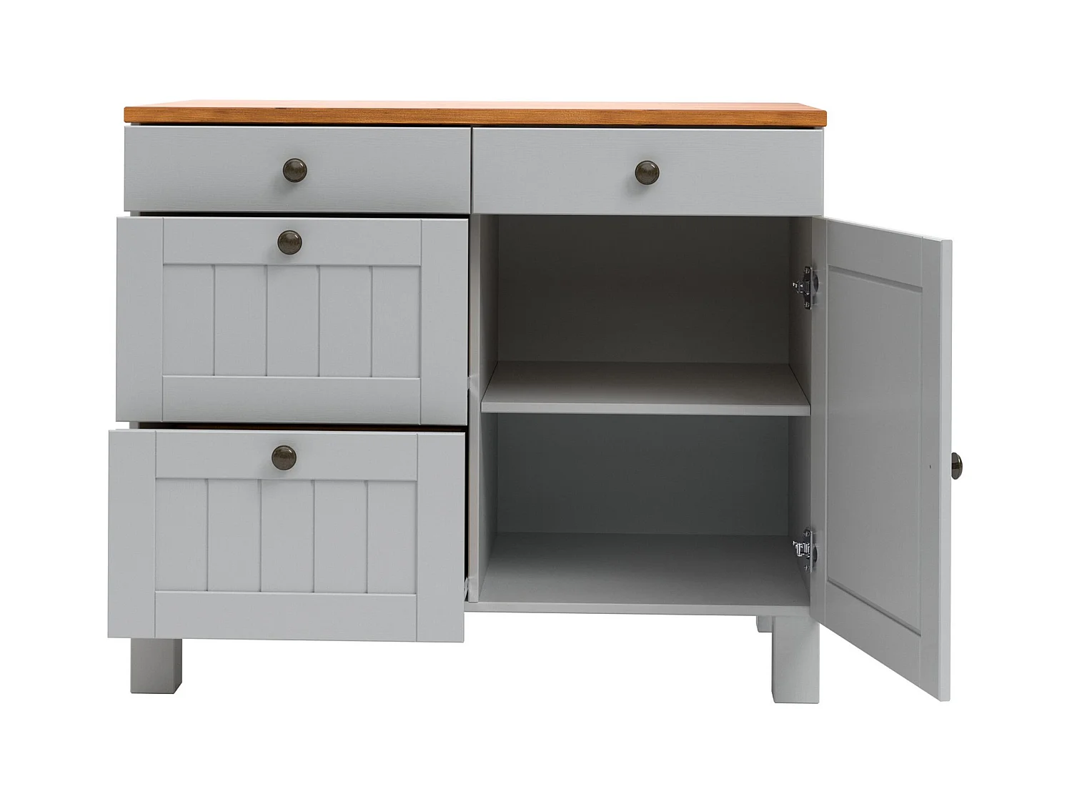 Alby II | Armoire de rangement avec 1 porte et 4 tiroirs en gris sapin
