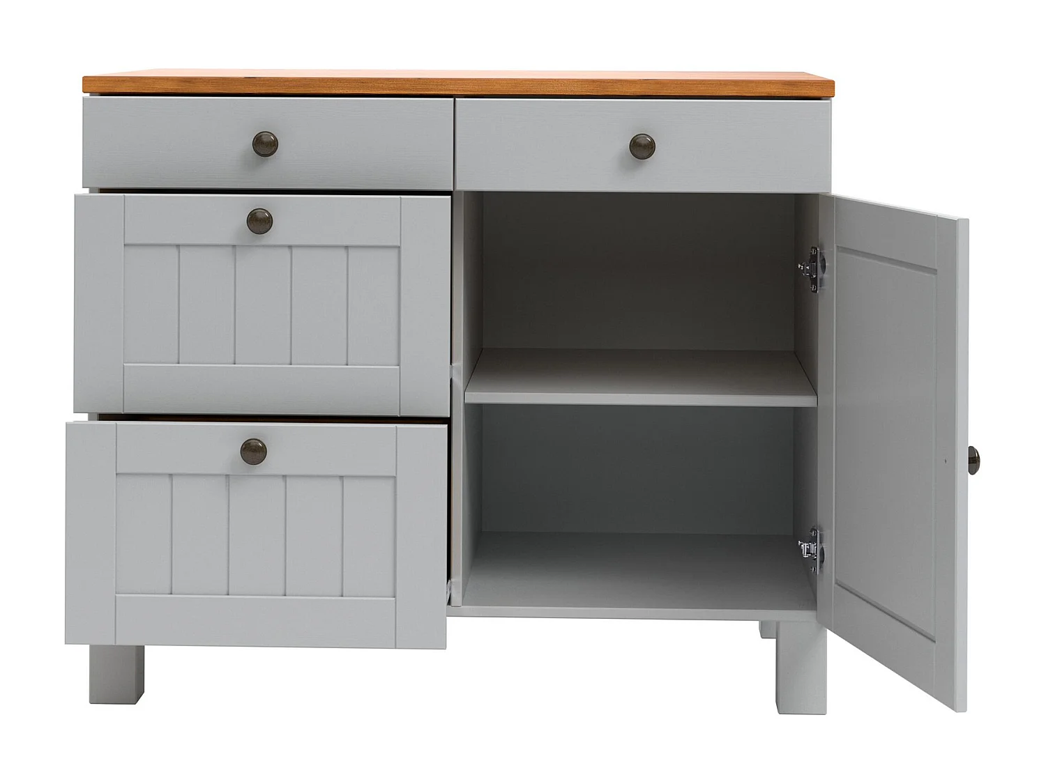 Alby II | Armoire de rangement avec 1 porte et 4 tiroirs en gris sapin